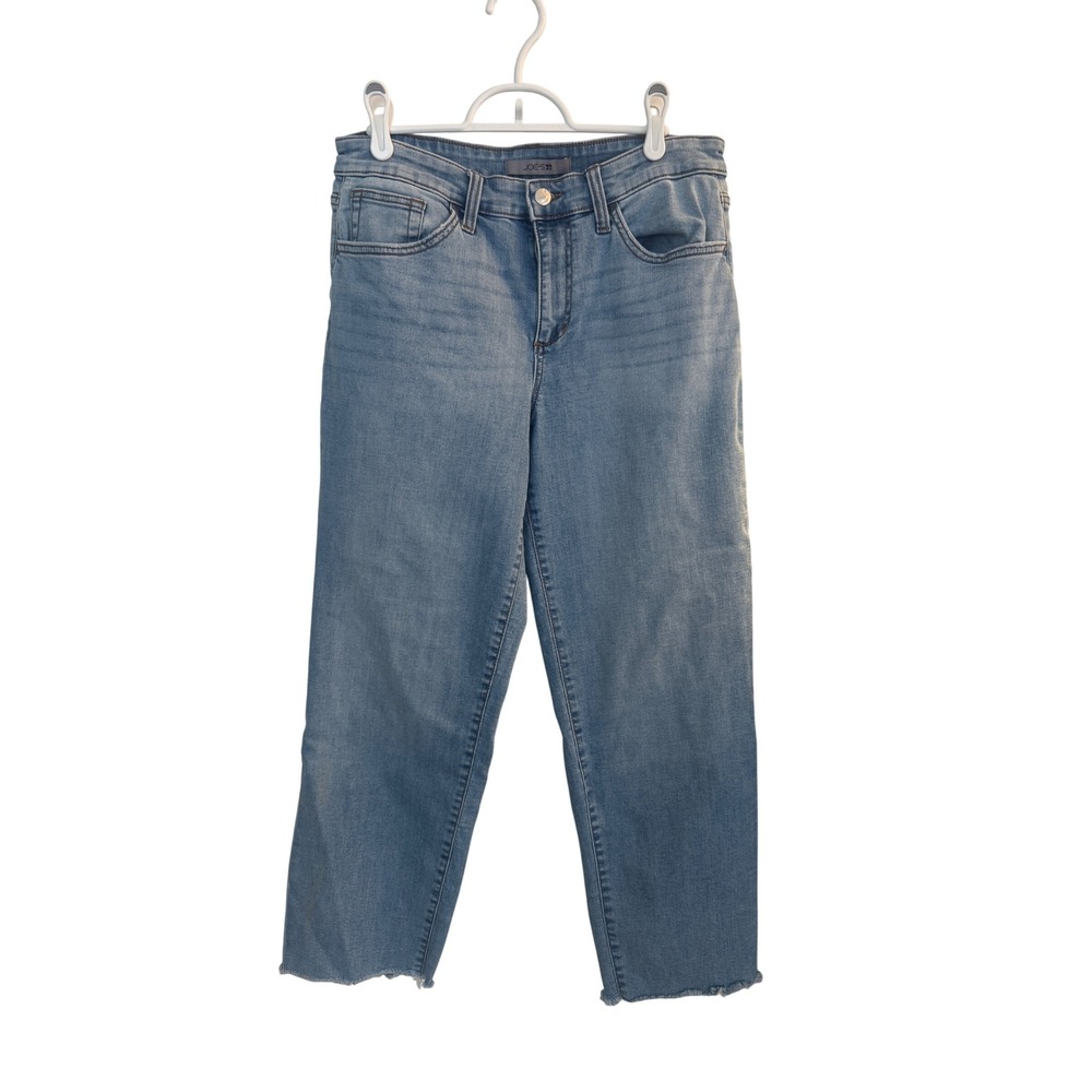 Joe's Jeans Straight Women 29 Blue Cropped Raw Hem Medium Wash Mid‎ Rise Denim